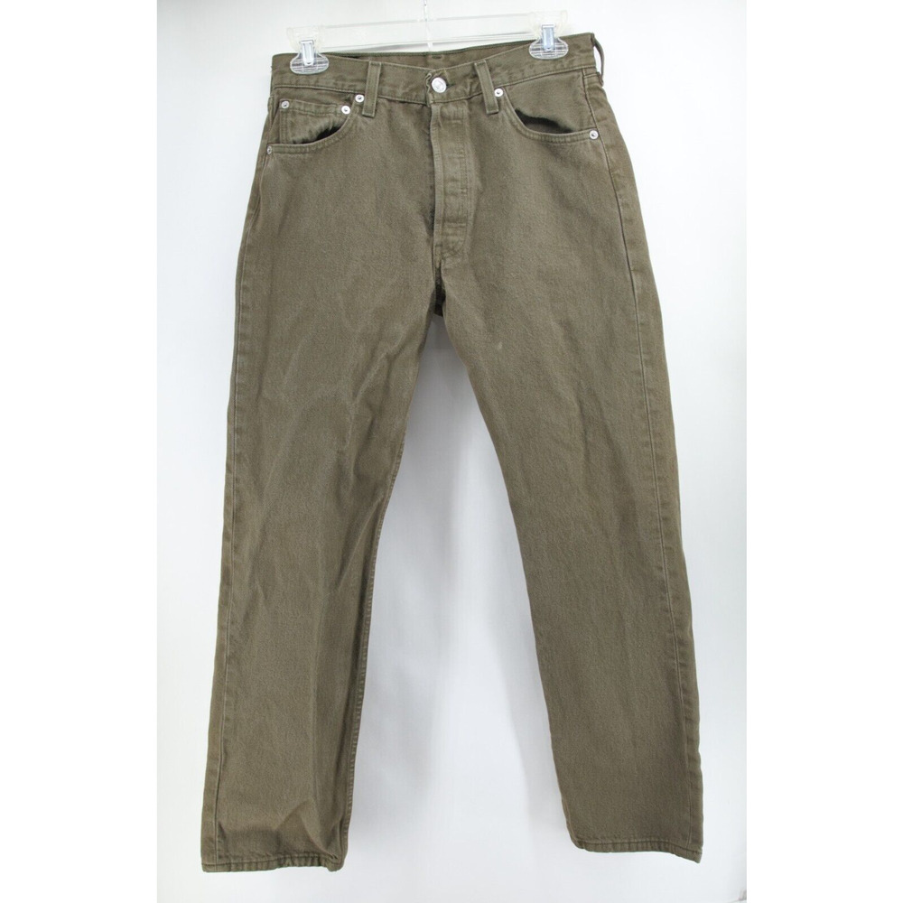 Vintage Levi's 501‎ Jeans Olive Green Mens 30x30 Button Fly Straight Leg USA